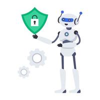 Premium design icon of secure robot, shield with robot vector