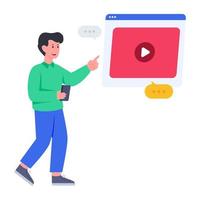 Conceptual flat design illustration of virtual learning vector