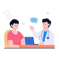 Conceptual flat design illustration of doctor discussion vector