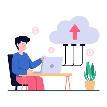 Perfect design illustration of cloud data upload vector