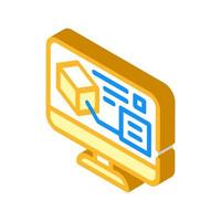 digital model on computer screen isometric icon vector illustration