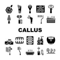 Callus Remover Tool Collection Icons Set Vector