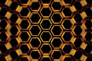 3d illustration of a yellow honeycomb monochrome honeycomb for honey. Pattern of simple geometric hexagonal shapes, mosaic background. photo