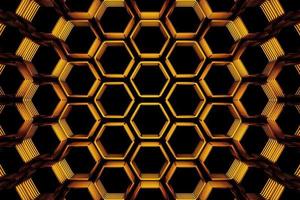 3d illustration of a yellow honeycomb monochrome honeycomb for honey. Pattern of simple geometric hexagonal shapes, mosaic background. photo