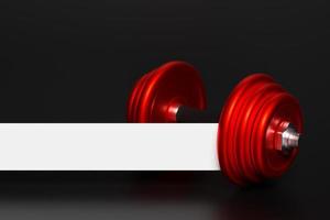 Shiny red  iron dumbbells on black  isolated background. 3D rendering photo