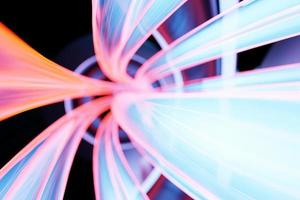 3d illustration of a portal from a circle,  walkway.  A close-up of a pink round monocrome tunnel. photo