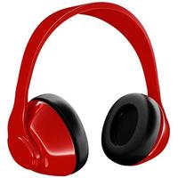 Red  classic headphones isolated 3d rendaring.  Headphone icon illustration. Audio technology. photo