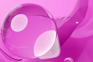 3d illustration  glass volumetric figures of  lighting sphere    on pink   background photo