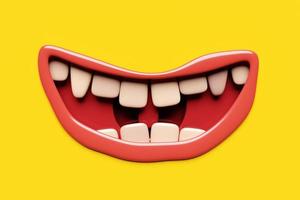 3d illustration of a monster mouths. Funny facial expression, open mouth with tongue and drool. photo