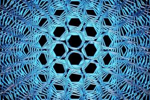 3d illustration of a blue  honeycomb monochrome honeycomb for honey. Pattern of simple geometric hexagonal shapes, mosaic background. photo