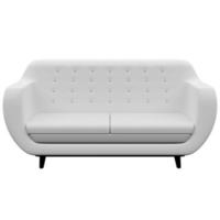 3d illustration of an white sofa in a retro 60s style on a white  background photo