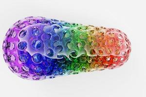 Abstract dynamic multicolored shape with holes on a white background. 3D illustration and rendering. photo