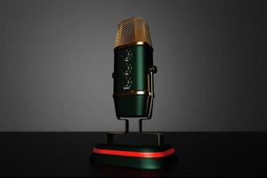 Retro microphone with background and copy space on black background photo