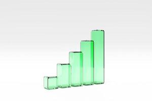 Close-up 3D illustration of  green indicators value on a white background. photo