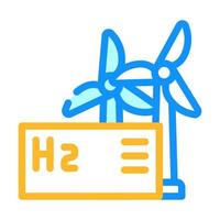 ilustración de vector de icono de color de producción de hidrógeno de energía eólica