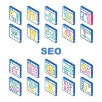 Seo Search Engine Optimization Icons Set Vector