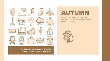 Autumn Season Objects Landing Header Vector