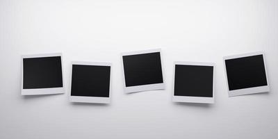 Several blank polaroid style instant photo print frames. 3d rendering