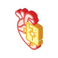 microchip for heart isometric icon vector illustration