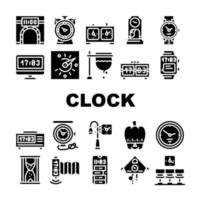 Clock And Watch Time Equipment Icons Set Vector