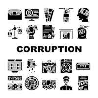 Corruption Problem Collection Icons Set Vector