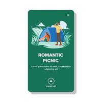 picnic romántico en la naturaleza con vector de tienda de campaña