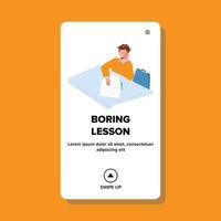 Boring Lesson Listen Schoolboy In Classroom Vector