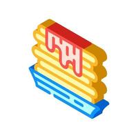 waffles with jam dessert isometric icon vector illustration