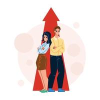 Economic Growth Business Man And Woman Vector