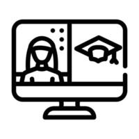 remote education video conference line icon vector illustration