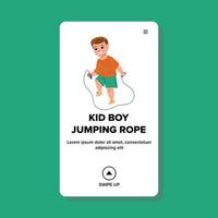 Kid Boy Jumping Rope Exercise On Playground Vector