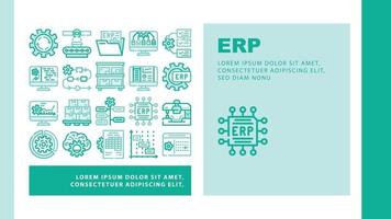 vector de encabezado de aterrizaje de planificación de recursos empresariales erp