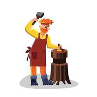 Blacksmith Worker With Hammer Forge Iron Vector