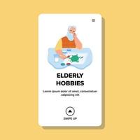 Hobbies Of Elderly Man In Nursing Home Vector