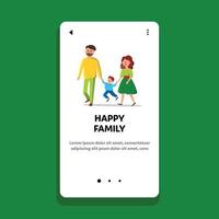 Happy Family Parents With Child Walking Vector