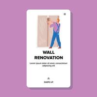 Wall Renovation Interior Making Repairman Vector