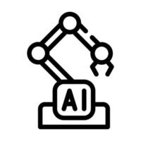 robotic arm ai line icon vector illustration