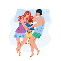 Family Sleeping Together In Home Bedroom Vector