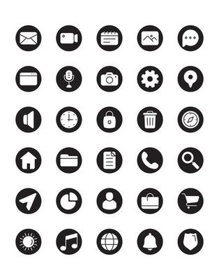 Home Screen Icon Set 30 isolated on white background