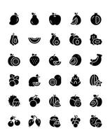 conjunto de iconos de frutas 30 aislado sobre fondo blanco vector