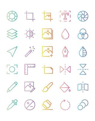 Photo Editing Icon Set 30 isolated on white background