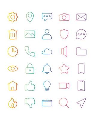 User Interface 2 Icon Set 30 isolated on white background