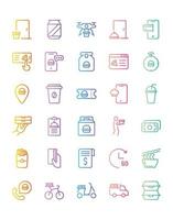Food Delivery Icon Set 30 isolated on white background vector
