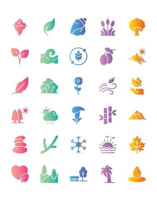 Nature Icon Set 30 isolated on white background