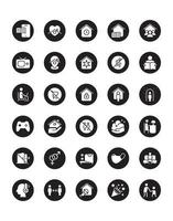 Stay at Home Icon Set 30 isolated on white background vector