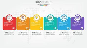 Infographic template design with 6 color options. vector