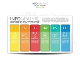 Infographic template design with 6 color options. vector