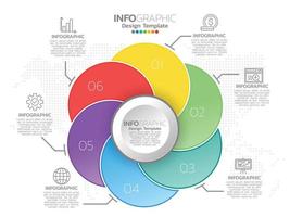 Infographic template design with 6 color options. vector