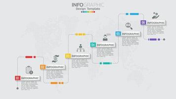 Infographics template with 6 elements workflow process chart. vector