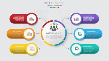 plantilla de infografía de línea de tiempo con gráfico de proceso de flujo de trabajo de 6 elementos. vector